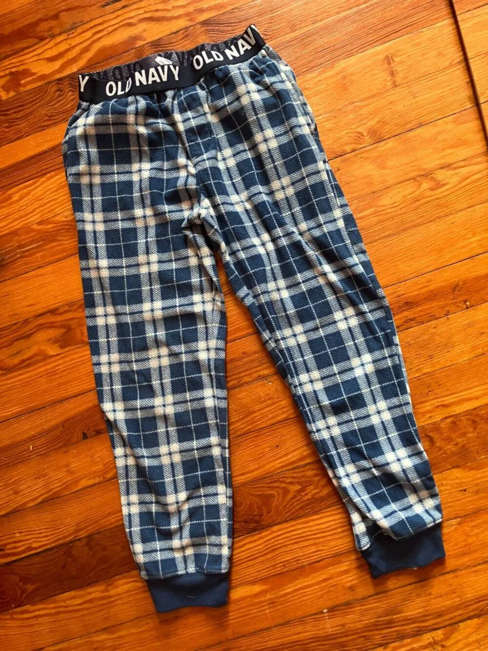 Old Navy Boys Flame Resistant Fleece Pajama Pants | Size Medium (8) | Blue Plaid